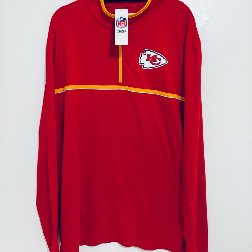 New Men NFL  Kansas City Chiefs Quarter Zip Pullover Sweater Jacket Windbreaker